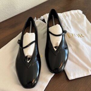 Dior Ballet Flat Black Crinkled Patent Calfskin (Brand New)
